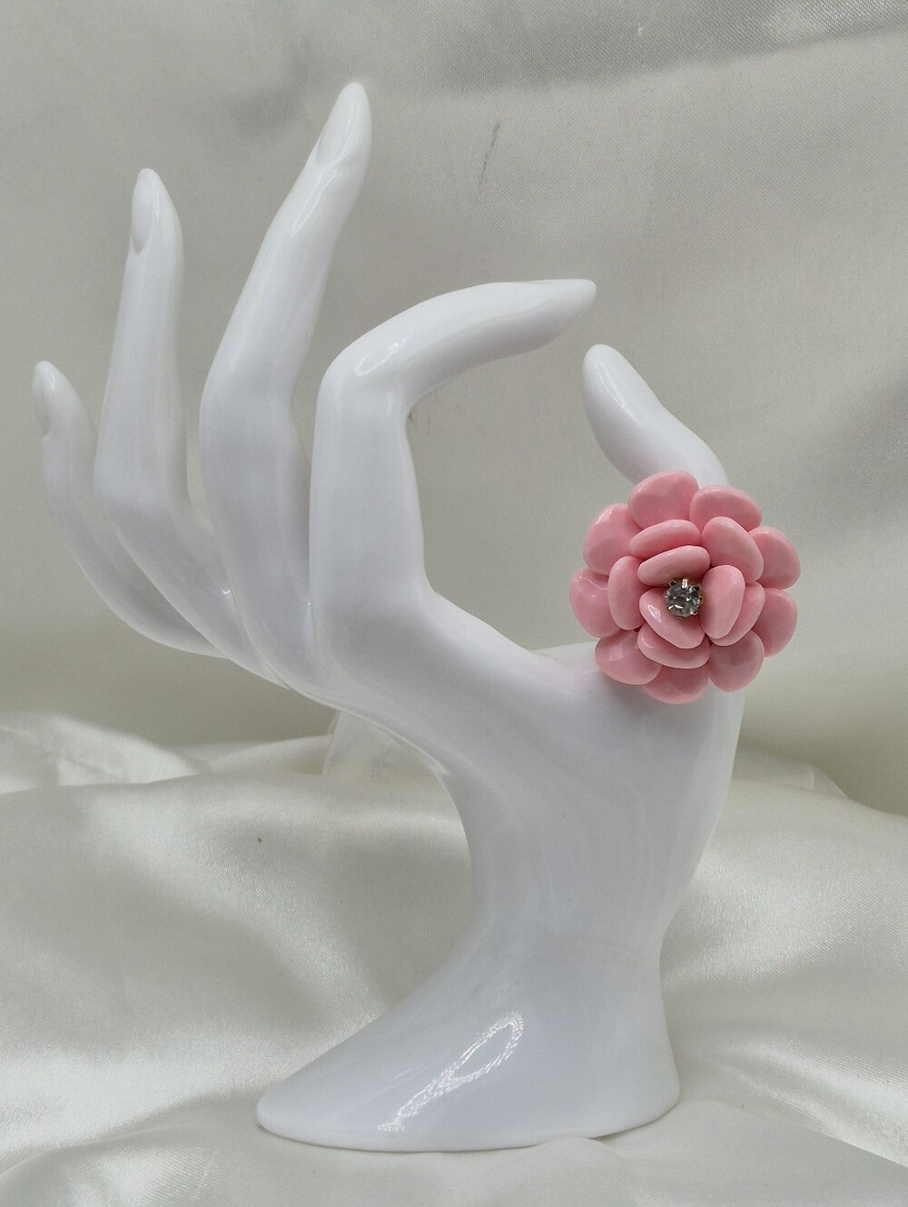 Vintage Pink Floral Cluster Ring - Women Jewelry